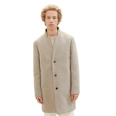 Abbildung von TOM Tailor Denim MIT Stehkragen Klassischer Mantel, Herren, Größe: XL, Sand off white twill structure