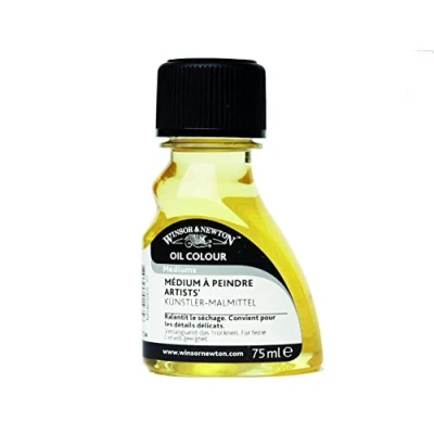 Abbildung von Winsor &amp; Newton 2621734 Ölmalmittel, Künstler Malmittel aus Leinöl Standöl Terpentinersatz, Verdünnt die Konsistenz der Farbe und verbessert das Fließvermögen Transparenz 75 ml Flasche