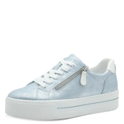 Abbildung von Jana Damen Plateau Sneaker mit Reißverschluss Vegan, Blau (Sky Metallic), 37 EU