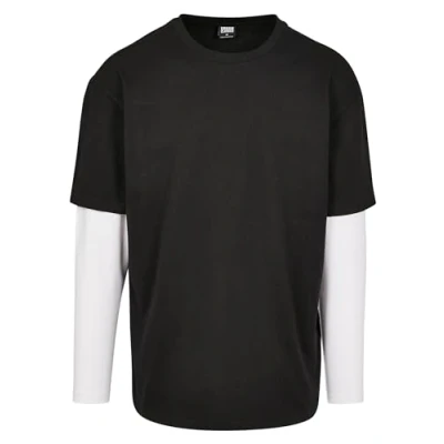 Abbildung von Urban Classics Oversized Shaped Double Layer TEE Langarmshirt, Herren, Größe: XL, Black/white