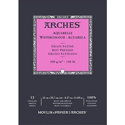 Abbildung von ARCHES A1795096 Block Enc 21x29,7 12H Aquarelle 100% Satin 300g Blanc Nat, Naturweiß