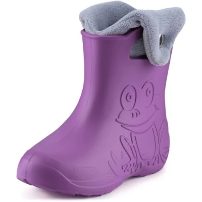 Abbildung von Ladeheid Eva Kinder Jungen Mädchen Gummistiefel Regenschuhe gefüttert Regenstiefel Gummischuhe LA CA 04 (Lilla/Grau, 22/23 EU)