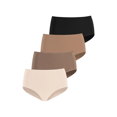 Abbildung von Lascana 4 PACK Slip Champagner nougat beige schwarz, Damen, Größe: 48/50, schwarz