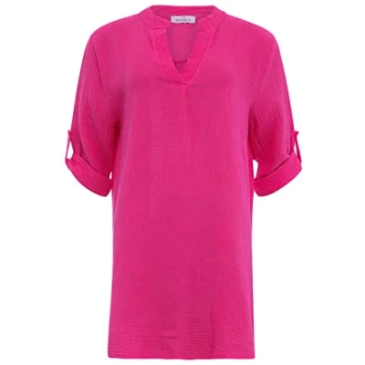 Abbildung von Zwillingsherz Musselin Longbluse aus 100% Baumwolle mit V Ausschnitt Hochwertige Tunika für Damen Frauen Mädchen Sommerbluse Freizeitkleid Strandkleid Locker luftig perfekt Frühling Sommer