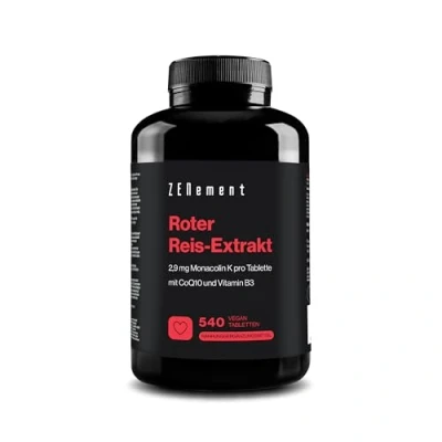 Abbildung von Roter Reis Extrakt, 2,9 mg Monacolin K pro Tablette, 540 Tabletten mit CoQ10 und Vitamin B3 Vegan, Glutenfrei, Citrininfrei Zenement