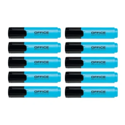 Abbildung von OFFICE PRODUCTS Textmarker 10er Pack Blau / Highlighter Textliner Die Ungiftige Tinte, Keilspitze Leuchtfarben Hohe Qualität/ Strichstärke 2 5mm