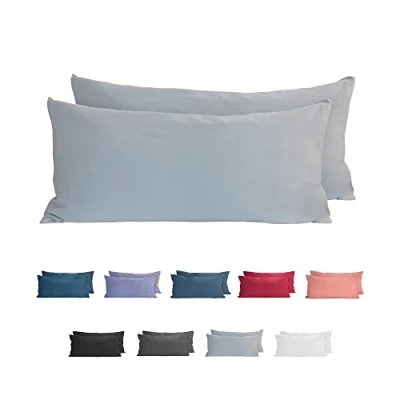 Abbildung von Komfortec 100% Baumwolle Kissenbezüge 2er Set 40x80 cm, Superweicher Premium Jersey Kopfkissenbezug 150 g/m², Kissenhülle, Grau