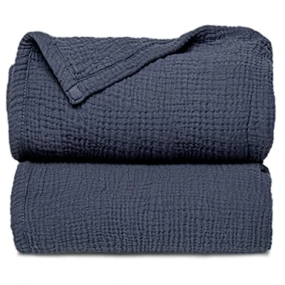 Abbildung von Lulu moon Musselin Decke Baby Atmungsaktive Babydecke,Baby Decken Neugeborenen,Weiche Krabbeldecke für Kinder,Musselin Schlafdecken Kleinkinder Mädchen Junge 120x120cm (Blue)