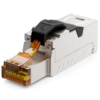 Abbildung von deleyCON 1x CAT 6a Netzwerkstecker RJ45 mit LSA Anschluss Werkzeuglos für Starre Verlegekabel LAN Kabel Netzwerkkabel Stecker CAT6a CAT7 Geschirmt Metallgehäuse 10 Gbit/s