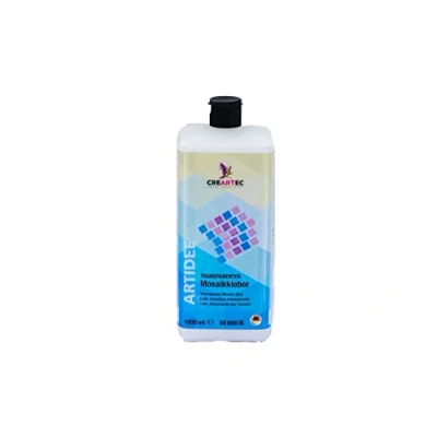 Abbildung von CREARTEC transparenter Mosaikkleber Schmucksteinkleber für nicht saugfähige Untergründe 1000ml Made in Germany