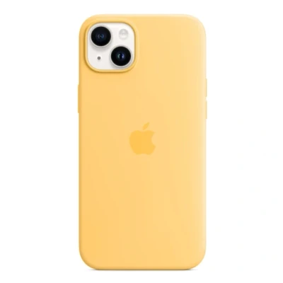 Abbildung von Apple Silikon MagSafe Hülle iPhone 14 Plus Sunglow MPTD3ZM/A