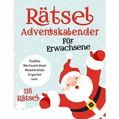 Abbildung von Riesen Rätsel Adventskalender zu Weihnachten: viele Logikrätsel mit Sudoku, Wortsuche, Mosaikrätsel, Irrgarten und mehr Gedächtnistraining für Erwachsene Senioren zur Weihnachtszeit