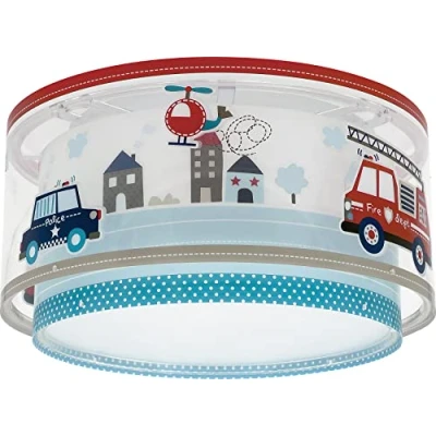 Abbildung von Dalber Deckenlampe kinderzimmer, Deckenleuchte für Kinder Polizei Autos Police, 60616N, E27