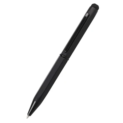 Abbildung von 𝗢𝗡𝗟𝗜𝗡𝗘 Kugelschreiber Hexagon Stylus Schwarz, sechseckiger aus Aluminium, auswechselbare D1 Mine, Schreibfarbe blau, Stift mit Touchpen, 1 Stück