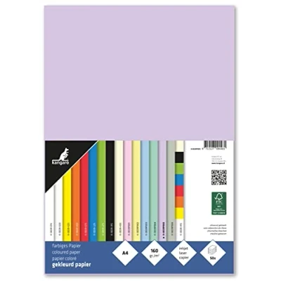 Abbildung von Kangaro Tonpapier Pastell Lilla DIN A4 120g/m² FSC mix 100 pack Briefpapier Bastelpapier DIY