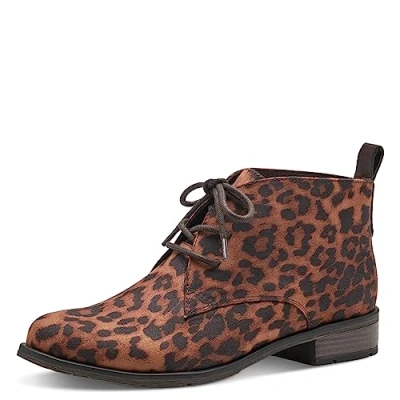 Abbildung von MARCO TOZZI Damen Stiefeletten zum Schnüren ohne Absatz Flach, Braun (Leo Cognac), 39
