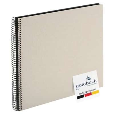 Abbildung von goldbuch 25523 Spiralalbum Bella Vista, Foto Album 35 x 30 cm, Fotoalbum mit 40 schwarze Seiten, Erinnerungsalbum aus Leinen, Fotobuch für Bilder und Fotos zum Einkleben, Sandgrau