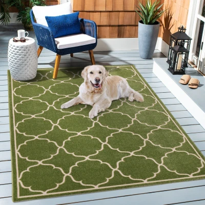 Abbildung von SANAT Outdoor Teppich Wetterfest für den Innen und Außenbereich Balkon Wasserabweisend Teppiche Terrasse, Garten, Küche, Bad oder Wohnzimmer Grün, 80 x 150 cm