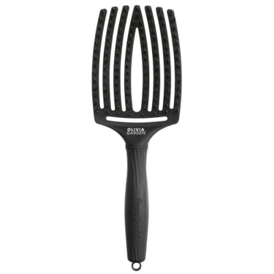 Abbildung von Olivia Garden Fingerbrush Care Iconic Boar &amp; Nylon Full Black HairBrush Large