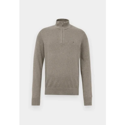 Abbildung von Tommy Hilfiger PIMA ZIP MOCK Strickpullover, Herren, Größe: Small, Coastal taupe heather