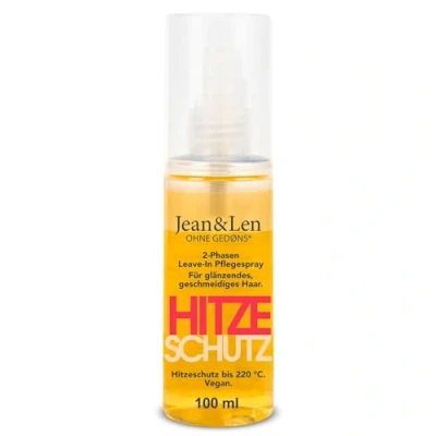 Abbildung von Jean und Len Hitzeschutz 2 Phasen Leave In Spray, für jeden Haartyp, schützt das Haar vor Hitzeschäden bis 220C, Anti Frizz Formulierung, ohne Parabene Silikone, vegan, 100 ml