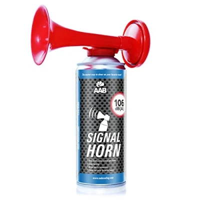 Abbildung von 1x AAB Signal Horn, 106 dB(A) Mit Nicht Brennbarem Gas, Bis Zu 120 Kurze Pieptöne, Druckluftfanfare, Tröte, Fanfare, Nebelhorn, Drucklufthorn, Gashupe, Lufthorn, Gaströte, Gas Hupen, Yacht, Auto