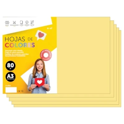 Abbildung von Buntes Papier A3 80g für Drucker &amp; Basteln, Farbige Blätter Kinder, Kreativprojekte, Karten Schule M office (50 Blatt, Creme)