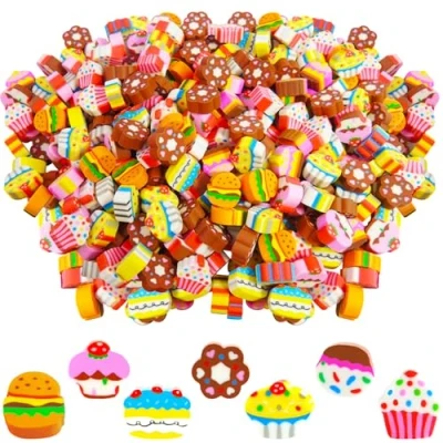 Abbildung von 300 Stück Radiergummis Kinder Mini Radiergummi Lustige Radierer Neuheit für Party Favors (Kuchen)