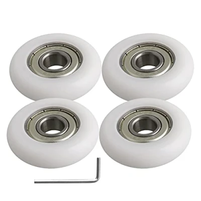 Abbildung von BQLZR 10x40x10mm Weiß Engineering Kunststoff Lager Stahl Kugellager Führungsrolle Roller Runde Radlast 83 KG für Tür Fenster Pack von 4