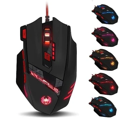 Abbildung von zelotes Gaming Maus,9200 DPI, 8 Programmierbare Tasten Ergonomische Maus mit Kabel,Computer Maus,USB led Maus,PC Gamer Maus,Gaming Mouse für PC Mac (Schwarz)