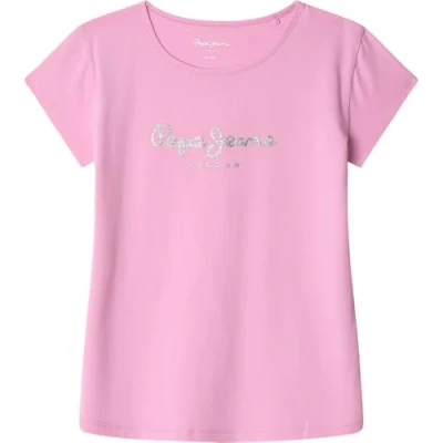 Abbildung von Pepe Jeans HANA Glitter Tshirt print für Kinder, Größe: 176, Sundae pink