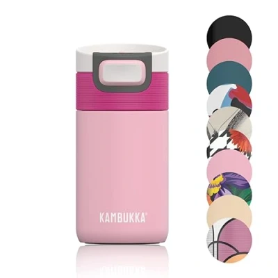 Abbildung von Kambukka Thermobecher 300ml Kaffeebecher to go aus Edelstahl Auslaufsicher &amp; dicht Isolierbecher, Travel Coffee mug hält 5h heiß/ 11h kalt Modell ETNA BRUSHING BRIDE