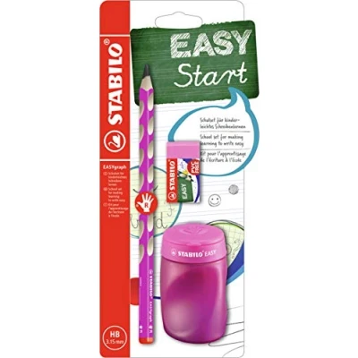Abbildung von Schul Set für Rechtshänder STABILO EASYgraph in pink inklusive Spitzer + Radierer