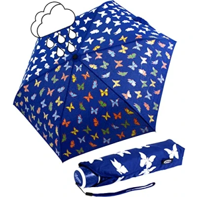 Abbildung von iX brella Mini Kinderschirm mit Farbänderung bei Nässe Schmetterlinge