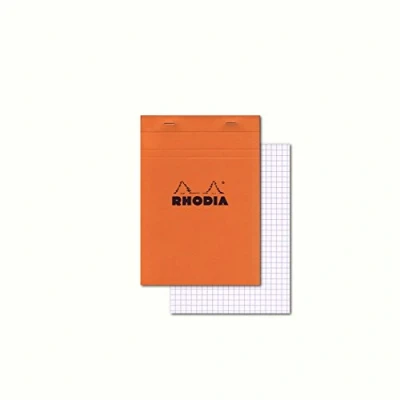 Abbildung von Rhodia 16200C Notizblock (DIN A5, 14,8 x 21 cm, geheftet, kariert, 80 Blatt, praktisch und belastbar) 1 Stück orange