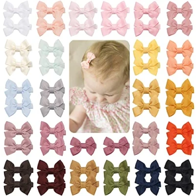 Abbildung von JOYOYO 50 Stück Baby Haarspangen kleine für Mädchen Größe Bögen 2 Zoll winzige volles Band gefüttert Anti Rutsch Haar Schleifen