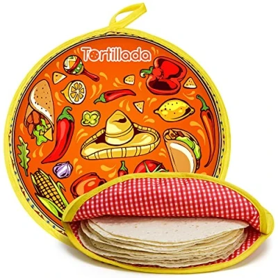 Abbildung von Tortillada 30 cm Tortilla Wärmer/Wärmebehälter mikrowellengeeignet aus Baumwolle/Polyester (Orange)