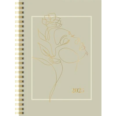 Abbildung von rido/idé Buchkalender Young Line (2025) „One Line“, 2 Seiten = 1 Woche, A5, 160 Seiten, Grafik Einband, beige