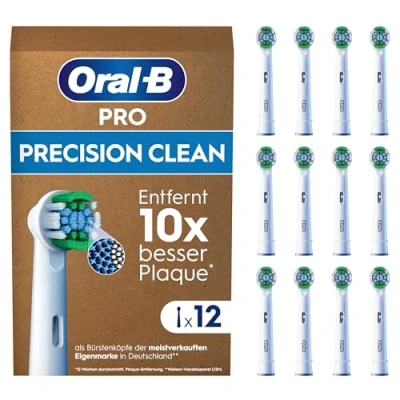 Abbildung von Oral B Pro Precision Clean Aufsteckbürsten für elektrische Zahnbürste, 12 Stück, Zahnreinigung, X Borsten, Original Zahnbürstenaufsatz, briefkastenfähige Verpackung, Designed in Germany