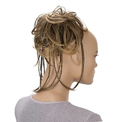 Abbildung von CAISHA XXL Haarteil Haargummi Daisy Dutt Hochsteckfrisuren Mit Geflochtenen Zöpfen Gewellt Kunstfaser Hitzebeständig DM17cm Braun Blond Mix G18D