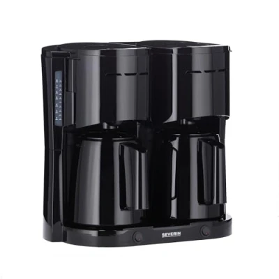 Abbildung von SEVERIN Duo Filterkaffeemaschine mit Thermokanne, Kaffeemaschine für bis zu 16 Tassen, ansprechende Filtermaschine 2 Isolierkannen, schwarz, KA 9315