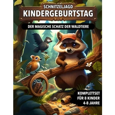 Abbildung von Schnitzeljagd Kindergeburtstag Waldtiere: Schatzsuche von 4 bis zu 8 Jahre Kinder Komplettset mit Schatzkarte, Rätseln, Einladungen, Urkunden und vieles mehr!