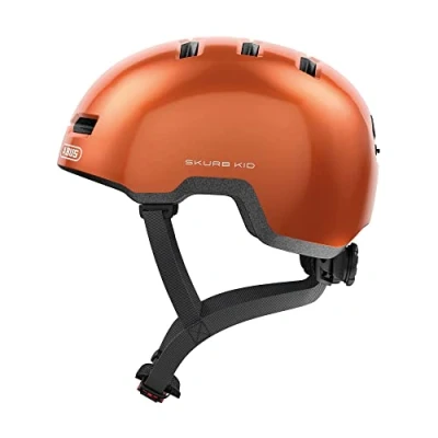 Abbildung von ABUS Kinderhelm Skurb Kid robuster Fahrradhelm im Skater Look mit Platz für einen Zopf und vielfältigen Designs Mädchen Jungen Orange, Größe S