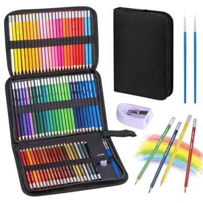 Abbildung von Carehabi 72 Buntstifte Set, Hochwertige Farbminen mit weichem Kern Tragbarer Premium Reißverschlusstasche, Bundstifteset Perfekt für erfahrene Künstler, Kinder, Profi und Farbkünstler