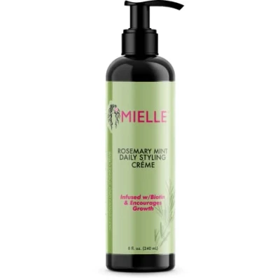 Abbildung von Mielle Organics Rosemary Mint Multi Vitamin Daily Styling Creme für die Definition von lockigem Haar, paraben und silikonfrei, 240 ml, weiß