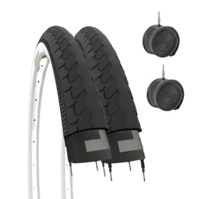 Abbildung von Ecovelò Unisex Erwachsene Holländisch Reifen und Schlauch 26 x 1 3/8 (37 590), Bianco/Nero