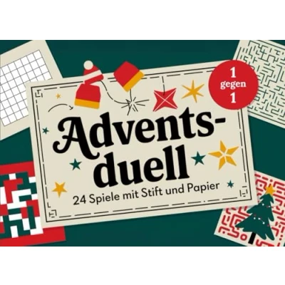 Abbildung von Adventsduell 24 Spiele mit Stift und Papier: Täglich neue Rätsel Duelle für die Vorweihnachtszeit I 1 gegen Interaktiver Adventskalender 2 Spieler Auch ideal als Geschenk geeignet