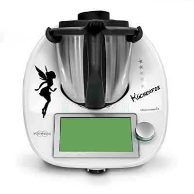 Abbildung von Finest Folia Deko Aufkleber kompatibel mit Küchenmaschine Thermomix TM5 TM6 Design Sticker Zubehör für Küchengerät wasserfest selbstklebend K154 (01 Küchenfee, Silber)