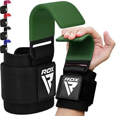 Abbildung von RDX Zughilfen Haken Krafttraining, 8mm Gepolstert Handgelenkschutz, Profi Bodybuilding Gewichtheben Griff, Fitness Powerlifting Weight Lifting Hook, Männer Frauen Rutschfest Grip, Kreuzheben klimmzug