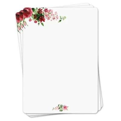 Abbildung von Briefpapier Set Rose Motiv I 50 Blatt 90 g/m² DIN A4 abgerundete Ecken stilvolles Schreibpapier vielseitig verwendbar Geburtstag Urkunde Speisekarte dv_1518
